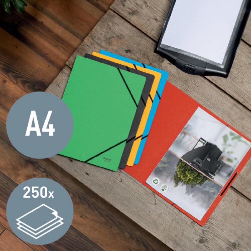 Carpeta de cartón con gomas LEITZ Recycle. 100% reciclable. DIN A4, verde