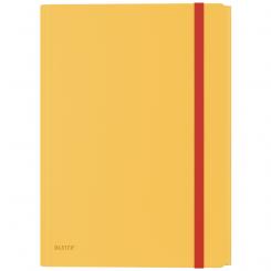 Carpeta de gomas LEITZ Cosy.  PP. Con 3 solapas y bolsillo interior c/ cierre. DIN A4, amarillo