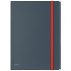 Carpeta de gomas LEITZ Cosy.  PP. Con 3 solapas y bolsillo interior c/ cierre. DIN A4, gris