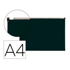 Carpeta dossier LIDERPAPEL A4 cierre de cremallera negro opaco