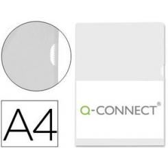 Carpeta dossier uñero plastico Q-CONNECT DIN A4 120 micras transparente caja de 100 unidades