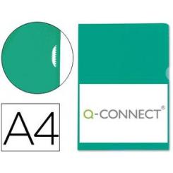 Carpeta dossier uñero plastico Q-CONNECT DIN A4 120 micras verde caja de 100 unidades