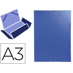 Carpeta EXACOMPTA Gomas Carton Simil-Prespan Tres Solapas DIN A3 Azul
