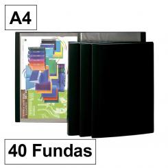 Carpeta Fundas Plus A4 40F negro