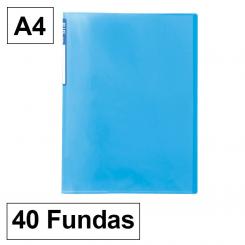 Carpeta Fundas Plus A4 40F Translúcido Azul