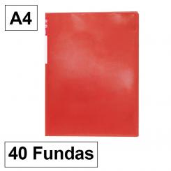 Carpeta Fundas Plus A4 40F Translúcido Rojo