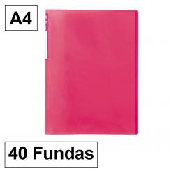 Carpeta Fundas Plus A4 40F Translúcido Rosa