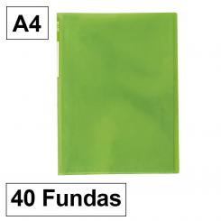 Carpeta Fundas Plus A4 40F Translúcido Verde