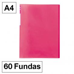 Carpeta Fundas Plus A4 60F Translúcido Rosa