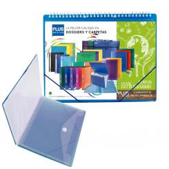 Carpeta Fundas PLUS con espiral y gomas 20F Azul