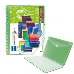 Carpeta Fundas PLUS con espiral y gomas 20F Verde