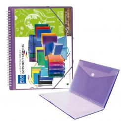 Carpeta Fundas PLUS con espiral y gomas 20F Violeta