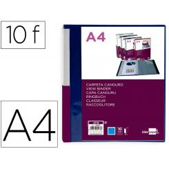 Carpeta LIDERPAPEL 10 fundas canguro pp DIN A4 azul translucido portada y lomo personalizable