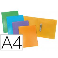 Carpeta LIDERPAPEL 2 anillas 25mm mixtas polipropileno DIN A4 colores surtidos