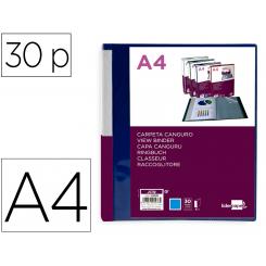 Carpeta LIDERPAPEL 30 fundas canguro pp DIN A4 azul translucido portada y lomo personalizable