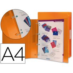 Carpeta LIDERPAPEL 4 anillas 25 mm mixtas 43431 polipropileno DIN A4 naranja serie frosty