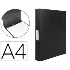 Carpeta LIDERPAPEL 4 anillas 25 mm mixtas polipropileno DIN A4 negro opaco