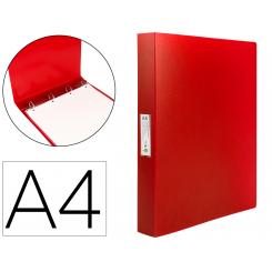 Carpeta LIDERPAPEL 4 anillas 25 mm mixtas polipropileno DIN A4 rojo translucido