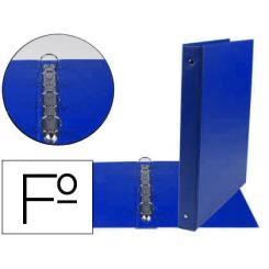 Carpeta LIDERPAPEL 4 anillas 25 mm redodas plastico folio color azul marino