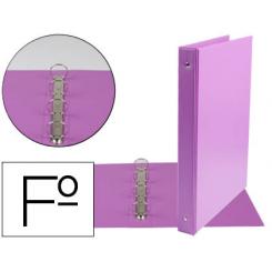 Carpeta LIDERPAPEL 4 anillas 25 mm redondas plastico folio color lila