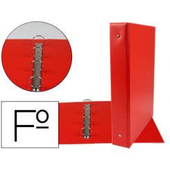 Carpeta LIDERPAPEL 4 anillas 40 mm redondas plastico folio color rojo