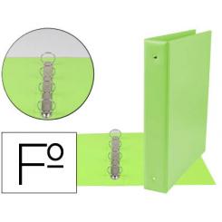 Carpeta LIDERPAPEL 4 anillas 40 mm redondas plastico folio color verde pistacho