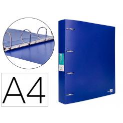 Carpeta LIDERPAPEL 4 anillas mixtas 40 mm polipropileno DIN A4 azul translucido