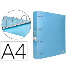 Carpeta LIDERPAPEL 4 anillas mixtas 40 mm polipropileno DIN A4 celeste opaco
