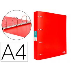 Carpeta LIDERPAPEL 4 anillas mixtas 40 mm polipropileno DIN A4 rojo translucido
