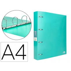 Carpeta LIDERPAPEL 4 anillas mixtas 40 mm polipropileno DIN A4 verde manzana opaco