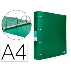 Carpeta LIDERPAPEL 4 anillas mixtas 40 mm polipropileno DIN A4 verde translucido