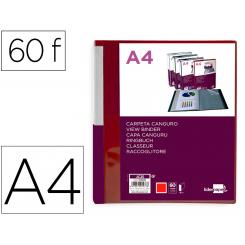 Carpeta LIDERPAPEL 60 fundas canguro pp DIN A4 rojo translucido portada y lomo personalizable