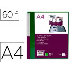 Carpeta LIDERPAPEL 60 fundas canguro pp DIN A4 verde translucido portada y lomo personalizable