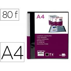 Carpeta LIDERPAPEL 80 fundas canguro pp DIN A4 negro opaco portada y lomo personalizable