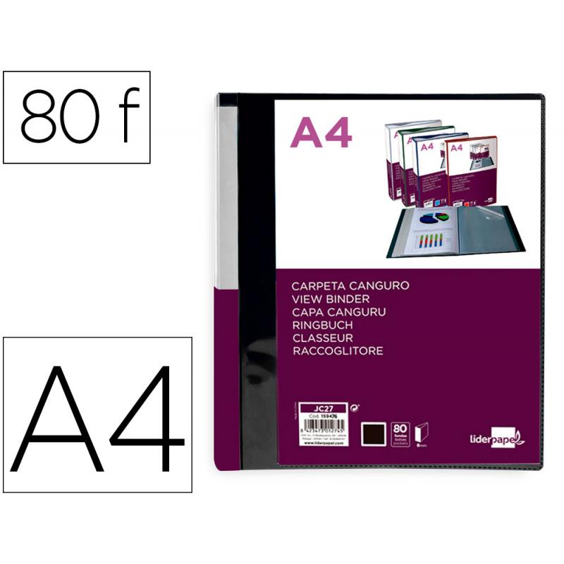 carpeta-liderpapel-80-fundas-canguro-pp-din-a4-negro-opaco-portada-y-lomo-personalizable