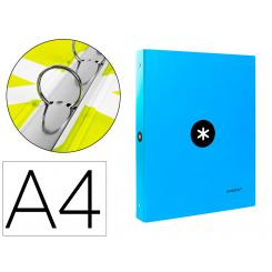 Carpeta ANTARTIK A4 forrada 4 anillas 25 mm redondas color azul