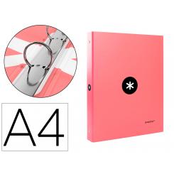 Carpeta ANTARTIK A4 forrada 4 anillas 25 mm redondas color coral