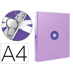 Carpeta ANTARTIK A4 forrada 4 anillas 25 mm redondas color lavanda