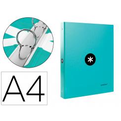 Carpeta ANTARTIK A4 forrada 4 anillas 25 mm redondas color menta