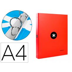 Carpeta ANTARTIK A4 forrada 4 anillas 25 mm redondas color rojo