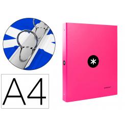 Carpeta ANTARTIK A4 forrada 4 anillas 25 mm redondas color rosa