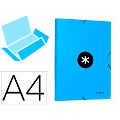 Carpeta ANTARTIK gomas A4 3 solapas carton forrado color azul
