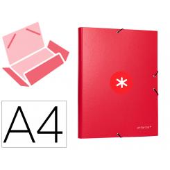 Carpeta ANTARTIK gomas A4 3 solapas carton forrado color frambuesa