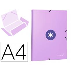 Carpeta ANTARTIK gomas A4 3 solapas carton forrado color lavanda