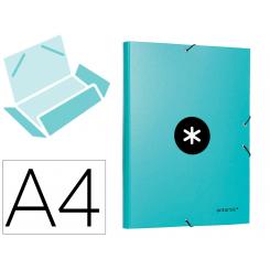 Carpeta ANTARTIK gomas A4 3 solapas carton forrado color menta