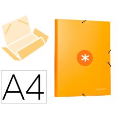 Carpeta ANTARTIK gomas A4 3 solapas carton forrado color mostaza