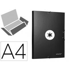 Carpeta ANTARTIK gomas A4 3 solapas carton forrado color negro