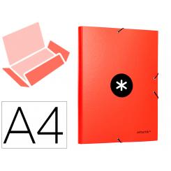 Carpeta ANTARTIK gomas A4 3 solapas carton forrado color roja