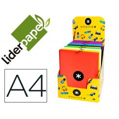 Carpeta ANTARTIK gomas A4 3 solapas carton forrado colores surtidos