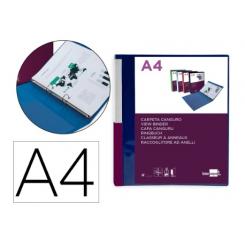 Carpeta LIDERPAPEL canguro 2 anillas 25 mm mixtas polipropileno DIN A4 azul translucido